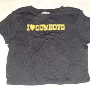 Gray Crop Top with Yellow Print